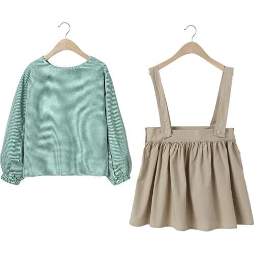 Childrens Clothing Set Girls Suit Skirt 2021 Kids Strap Skirt + Longsleeve Top Two-piece Teen Suit Baby Girl Toddler Clothing