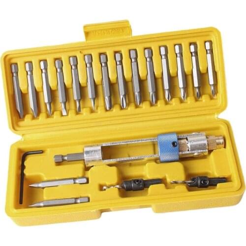 20Pcs Drill Driver Swivel Multi Head Screwdriver Sets Repair Tools 16 Different Kinds Head with Countersink Bits Allen Wrench