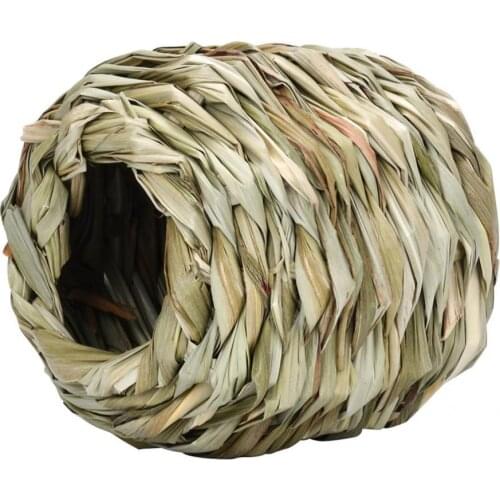 Natural Safe Small Animal Bunny Hut Toy Grass Woven Hamster Hut Toy Tasteless for Chinchilla