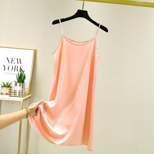 Satin Nightwear Female Nightdress Sexy Spaghetti Strap Nightgown Suspender Casual Sleepwear Silky Intimate Lingerie Home Wear