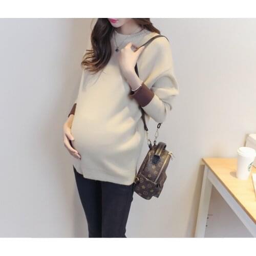 Autumn and winter new dress knit maternity sweater casual fashion solid color long-sleeve shirt base pregnant women sweater