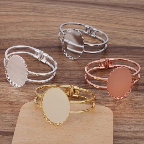 5 PCS 30*40mm Oval Cabochon Base Bangle Base Metal Brass Bracelet Blank Bezel Settings For Jewelry Making