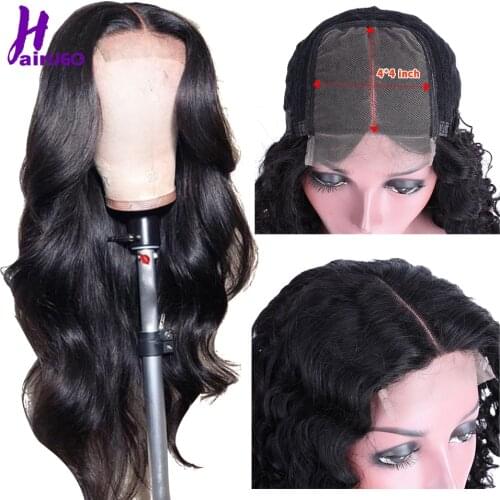 Malaysian Hair 4*4 Lace Closure Wig Body Wave Remy Lace Closure Human Hair HairUGo Lace Wig For Black Women Pre Plucked Hairline