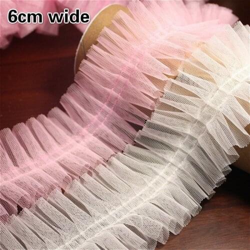 Promotion White Pink Folded Sewing 3d Lace Fabric Ribbon Neckline Trim Decorated Dress Diy Crafts Applique Pet Collar Supplies