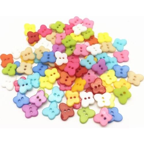 100pcs 13x11mm Plastic Butterfly Mixed Buttons 2 Holes Sewing Clothing Accessories DIY Cardmaking Embellishments Crafts
