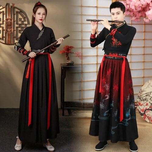 PLUS SIZE Traditional Hanfu Woman Ancient Swordsman Folk Dance Outfit Vestido Oriental Chinese Martial-Arts Cosplay Costume