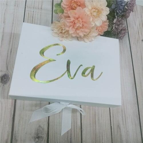 Luxury White Ribbon Personalised GIFT BOX Bridesmaid Groomsmen Box Personalised Bridesmaid Gift Box Proposal Maid of Honour Box