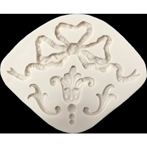 Big bow and flowers shape silicone mold fondant chocolate mold high grade silicone D053