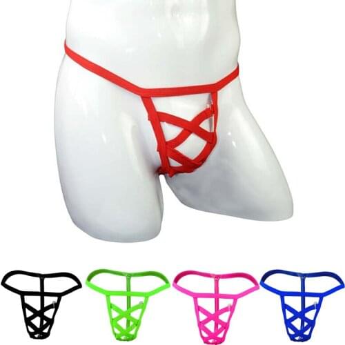 Mens sexy underwear thong transparent temptation net rope thong T breathable low waist thong T pants youth love sexy underwear