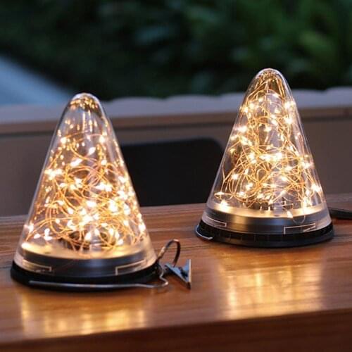 2Pcs Solar LED Cone Shape Hanging Lamp Light Waterproof Yard Garden Decoration Holiday Lighting New year Decor Lights 2021