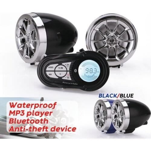 Universal Motorcycle Audio Waterproof MP3 Player Bluetooth Anti-Theft Device Chrome Spider Horn for Harley Touring
