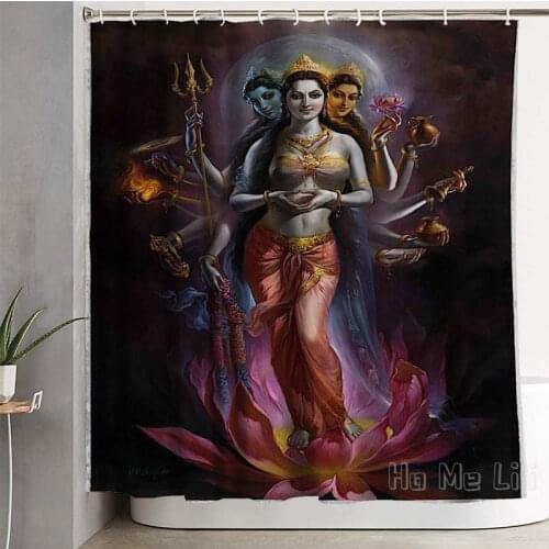 Goddess Parvati Design Waterproof Shower Curtain Bathroom Decoration
