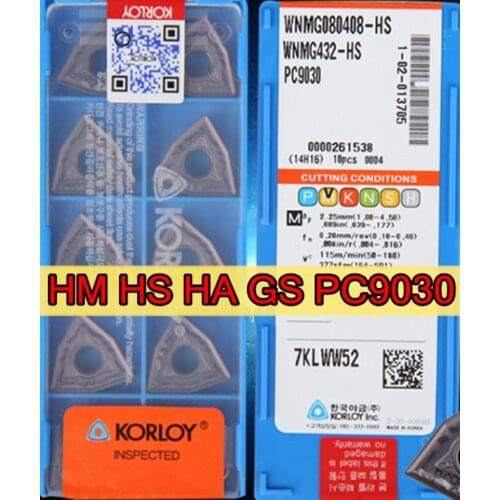 WNMG080404 WNMG080408 HM HS HA GS PC9030 10pcs/set KORLOY Carbide insert Processing: stainless steel Free shipping
