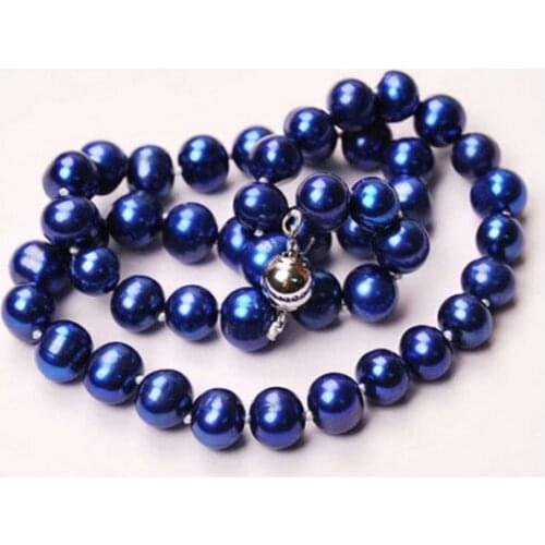 Hot sale new Style >>>>>AA+ 8-9mm PEACOCK BLUE AKOYA PEARLS NECKLACE 17"