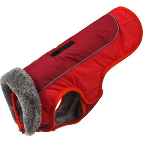 Winter Clothes for Dogs Waterproof Fur Collar Thick Pet Jacket for Small Large Dog Reflective Warm Outdoor Ski Suit Dog Clothing