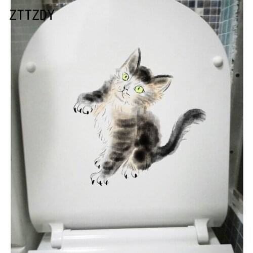 ZTTZDY 14.6*15.5CM I Love Cat Wall Sticker Home Decoration WC Toilet Sticker T3-0007