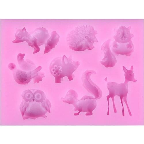 1PC Animal Series Deer Owl Shaped Fondant Silicone Mold Craft Cake Decorating Tools Chocolate Pastry Tool Baking Mold