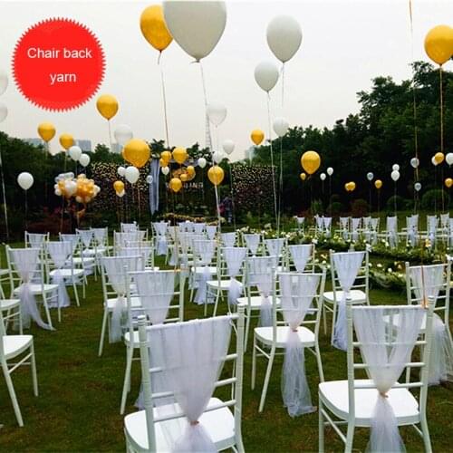 2Pcs/lot Customized Chair Back Yarn Tulle Wedding Props Decorative Wedding Party Decor Bamboo Chair Decoration Organza Mesh Yarn