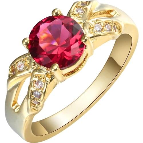 2017 Fashion gold ring red cz zircon fashion jewelry wholesale 24K Small Singer Rings women wedding rings