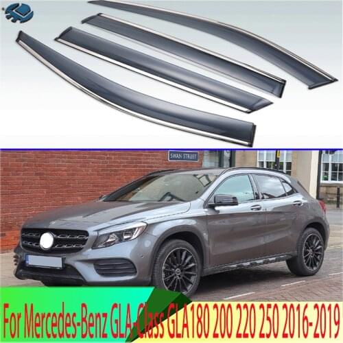 For Mercedes-Benz GLA-Class GLA180 200 220 250 2016-2019 Plastic Exterior Visor Vent Shades Window Sun Rain Guard Deflector 4pcs