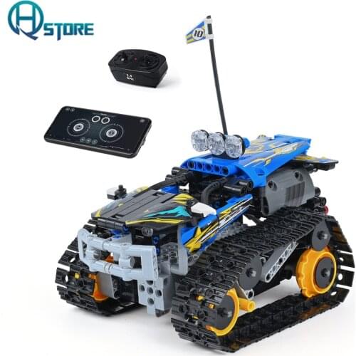 406PCS high-tech RC Tracked Stunt Vehicle Creator APP Remote Control Car Building Blocks Bricks DIY Toys Gifts For Children Kids