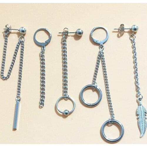 5 pcs/set KPOP BTSARMY Bangtan DNA V Kim Tae Hyung Titanium Stainless steel Tassel Earrings Korean Jewelry For Men and Women