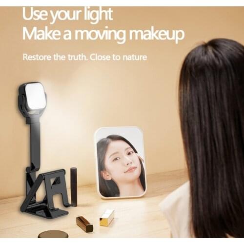 5W Foldable Phone Holder With Adjustable Fill Light Smartphone Desktop Stand For Selfie Live Streaming Video Photography