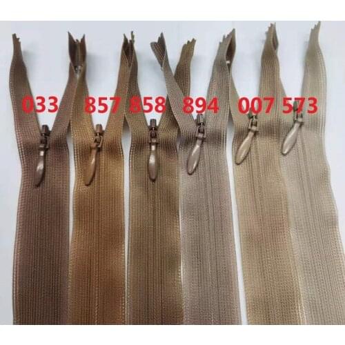 20pcs/lot 2CC Ykk Invisible Zipper Close End Lace Khaki Camel Skirt Wedding Dress Shirt Home Textile Tailor Sewing Accessories