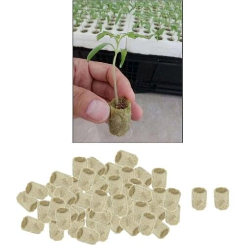 50Pcs Garden Starter Plugs Cubes Rock Wool Grow Media Seedling Soil Block