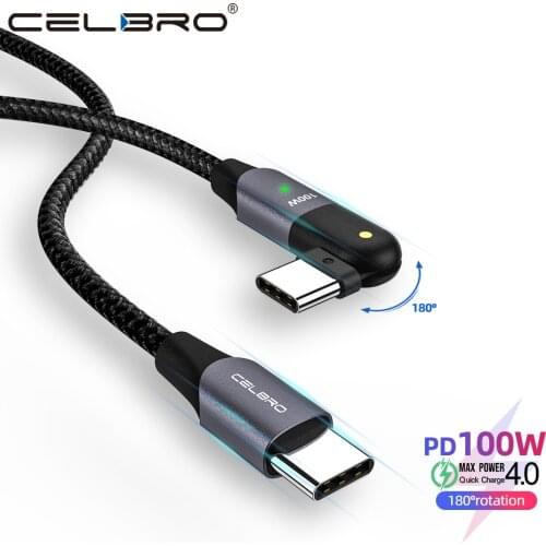 5A USB Type C to Type C Cable PD 100W Fast Charging for Samsung Xiaomi Huawei Switch 180° Rotate USBC Charge Data Cable 1.2m 2m