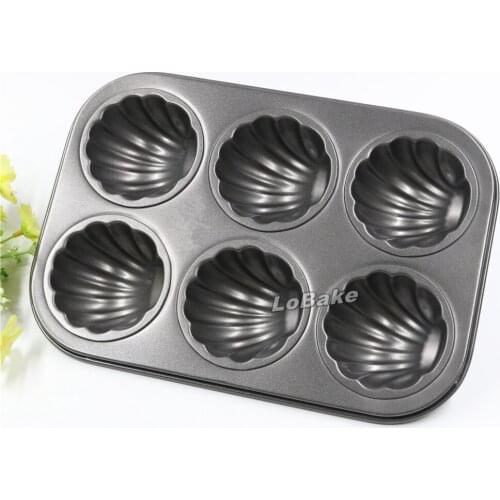 6 well six shell shape non-stick muffin cupcake mold jelly holder bread mould stands baking tools for cakes decoration supplies