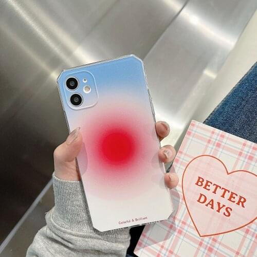 Retro Gradient sunset abstract Korean Transparent Phone Case For iPhone 11 12 Pro Max Xr Xs Max 7 8 Plus X 7Plus case Soft Cover