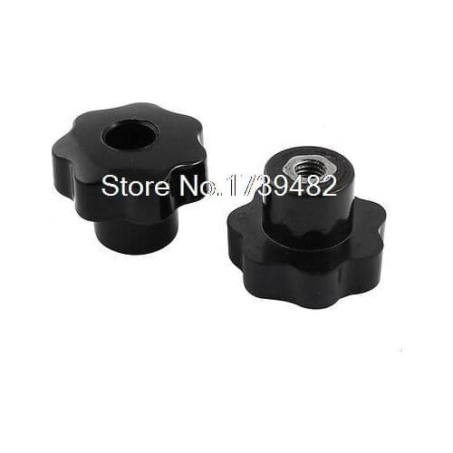 Woodworking M7 Thread Through Hole Black Star Jig Screw Knob 2 Pcs
