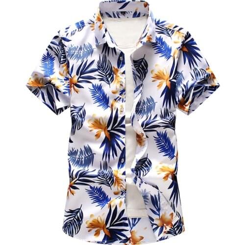 Men floral print Hip hop Hawaiian Short sleeve shirts Summer vacation Party Plus Size 6XL 7XL casual shirt camisa masculina