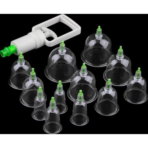 Effective Healthy 12 Cups Medical Vacuum Cupping Suction Therapy Device Body Massager Set Therapy Cups Massage Body Relaxation