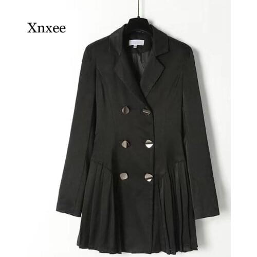 Elegant Black Dress Women Double Breasted Mini Dress Korean Drama Dresses for Women Partly Dress Vestidos High Quality