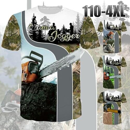 High Quality Tshirt Men Women Hot 3d Print Funny Lumberjack Chainsaw Short-sleeved Shirt Childrens Clothing Tshirt Top Tees