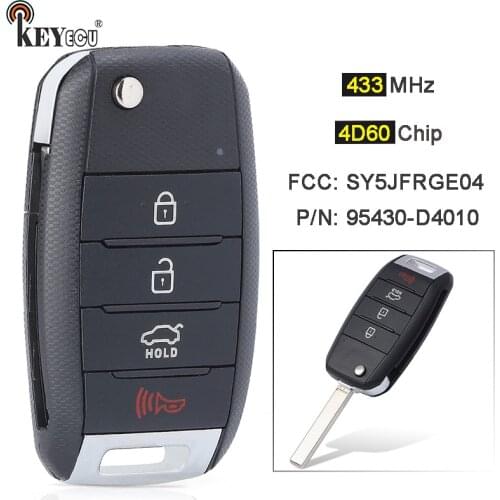 KEYECU 433MHz 4D60 Chip P/N: 95430-D4010 FCC ID: SY5JFRGE04 Replacement Remote Key Fob for Kia Optima 2016 2017 2018 2019 2020
