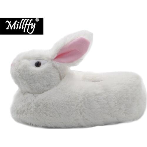 Millffy Classic Bunny Slippers - Adult Sized Plush Animal Slippers Toddlers Costume Footwear home shoes