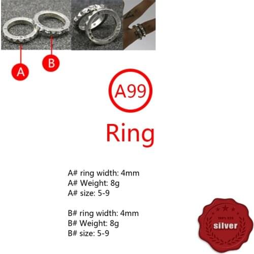 A99 S925 Sterling Silver Ring Jewelry Personality Trend Simple Glossy Cross Flower Letters Fashion Popular Street Dance Style