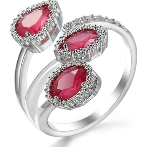 Fashion Character 14K White Gold Plated Adjustable Rings for Weding Party Engagement Ring set