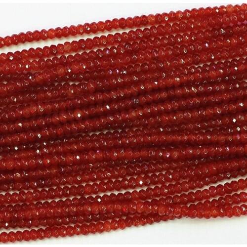 Fashion Red Natural Stone Carnelian Agat 2x4mm Faceted Abacus Jewelry Beads Charms Women Finding Accessories Spacers 15inch B571