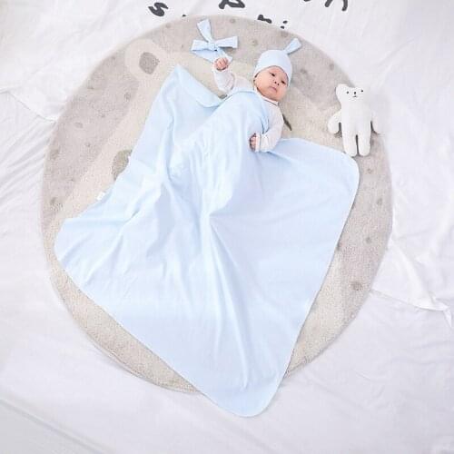 Newborn Soft Comfortable Swaddle Bedding Hair Band Scarf Baby Fetal Cap Muslin Blanket Towel Cotton Solid Color 3-piece Set AC36