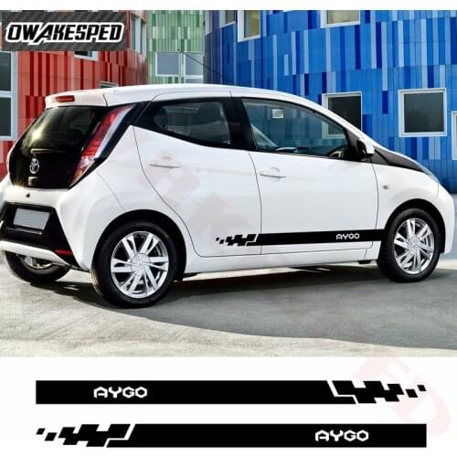 Racing Styling Car Door Side Skirt Stickers For-Toyota AYGO Auto Body Decor Vinyl Decals Sport Stripes Accessories