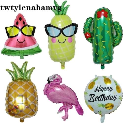 The New Fruit Watermelon Pineapple Orange Foil Balloon Cactus Flamingo Holiday Happy Birthday Festival Christmas Decoration