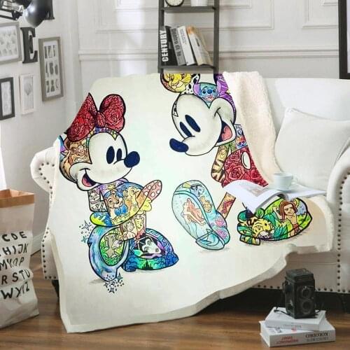 Disney mickey minnie mouse blanket cartoon Sherpa Fleece Blankets Throws on Bed/Crib/Couch Baby Girls Boys Kids Christmas Gifts