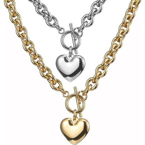 Women Silver Gold Color Heart Pendant Necklace Brand New Stainless Steel Cable Chain Necklace Friendship Gifts Memory