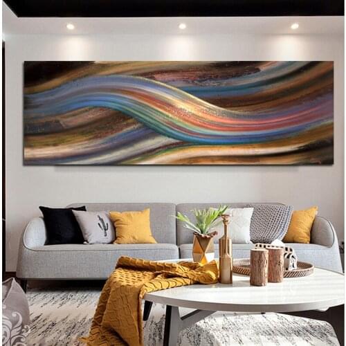 Modern Abstract Rainbow Oil Painting on Canvas Posters and Prints Wall Art Painting Abstract Pictures for Living Room Decoration