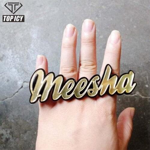 Top Icy Fashion Punk Luxury Personalized Ring custom name Rings Acrylic Layer Open Jewelry