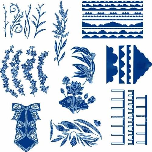 Tropical Leaves Vines Rose Stems Ribbon Slots Borders Edgers Metal Cutting Dies for DIY Scrapbooking Paper Cards Crafts 2019 New